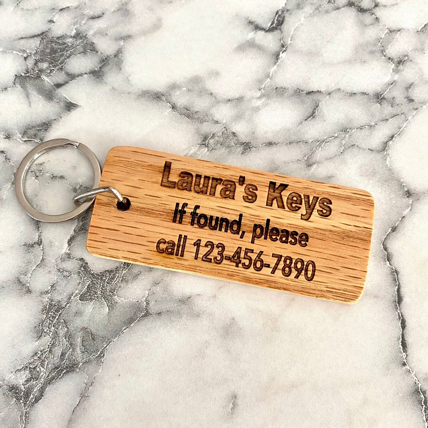 Personalized "Lost Keys" Engraved Wood Keychain