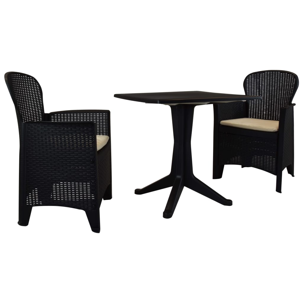 3 Piece Bistro Set Plastic Anthracite