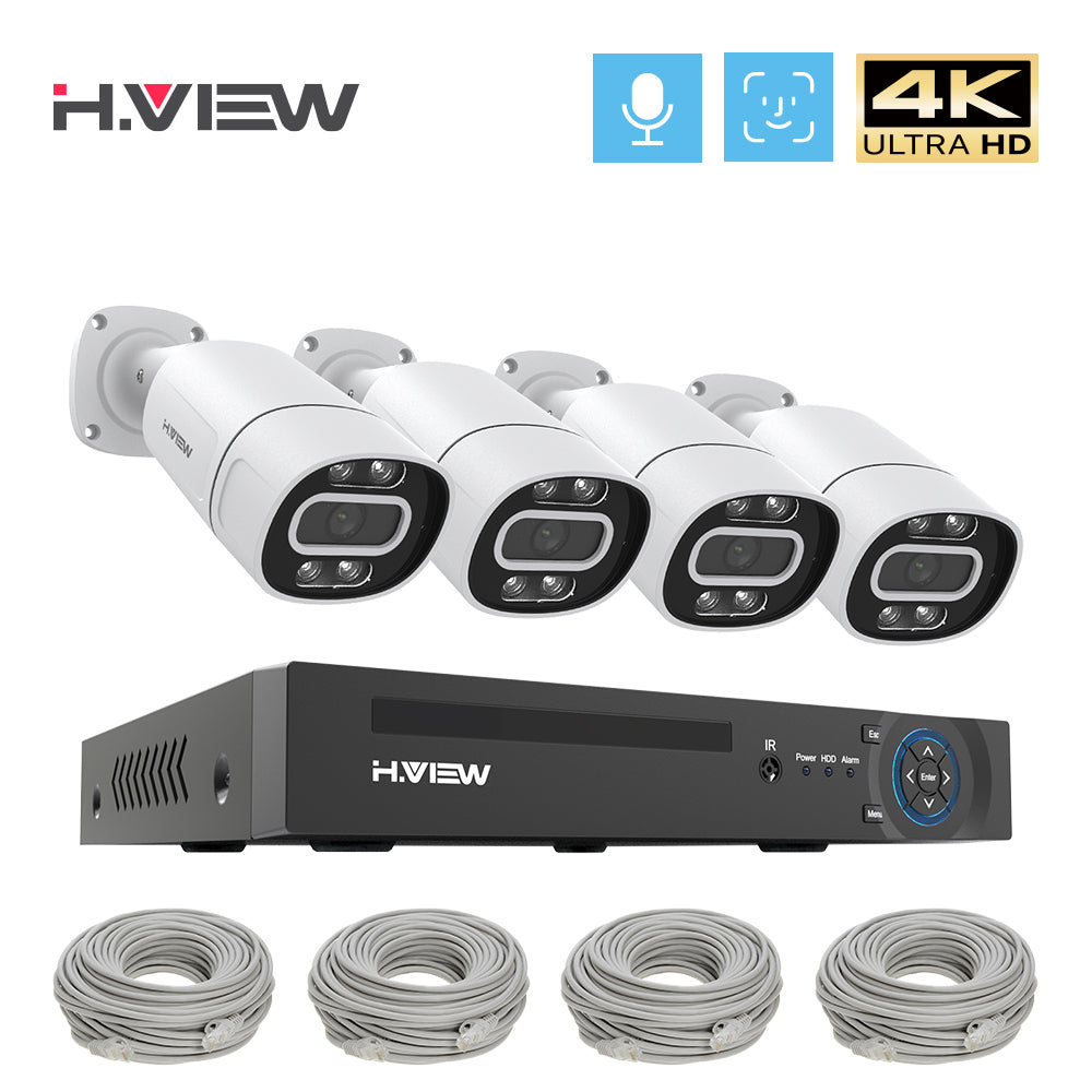 H.view 8ch 5mp 8mp 4k Cctv Security Cameras System Home Video