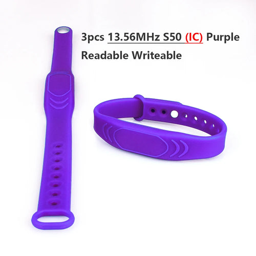 3PCS Waterproof RFID 125khz 13.56MHz Access Control Silicone Wristband