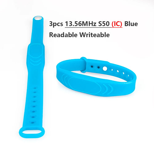 3PCS Waterproof RFID 125khz 13.56MHz Access Control Silicone Wristband