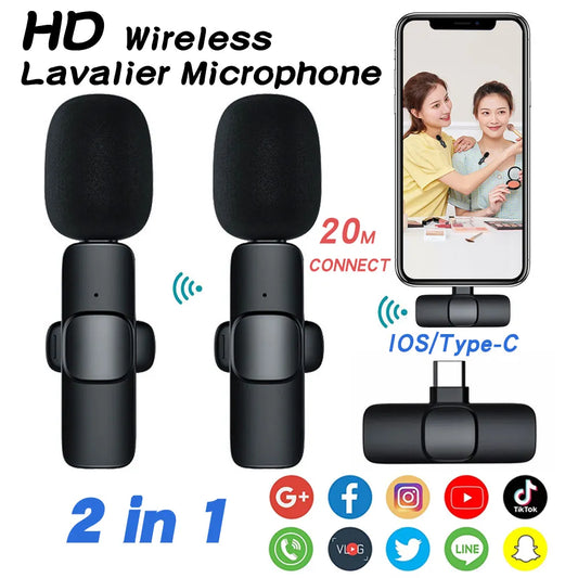 New Wireless Lavalier Microphone Portable Audio Video Recording Mini