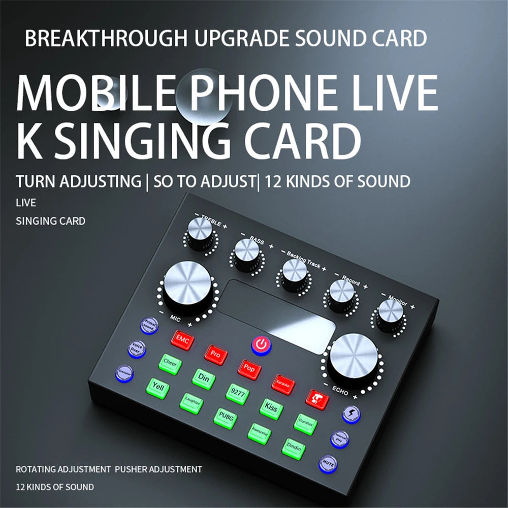 Real-time streaming IPhone Broadcasting V8S sound card for PC