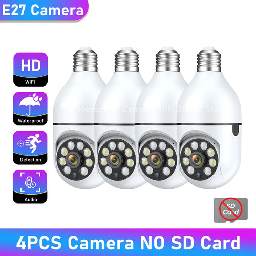 1/2/4PCS E27 Bulb Wifi Camera Surveillance Night Vision Full Color Ai