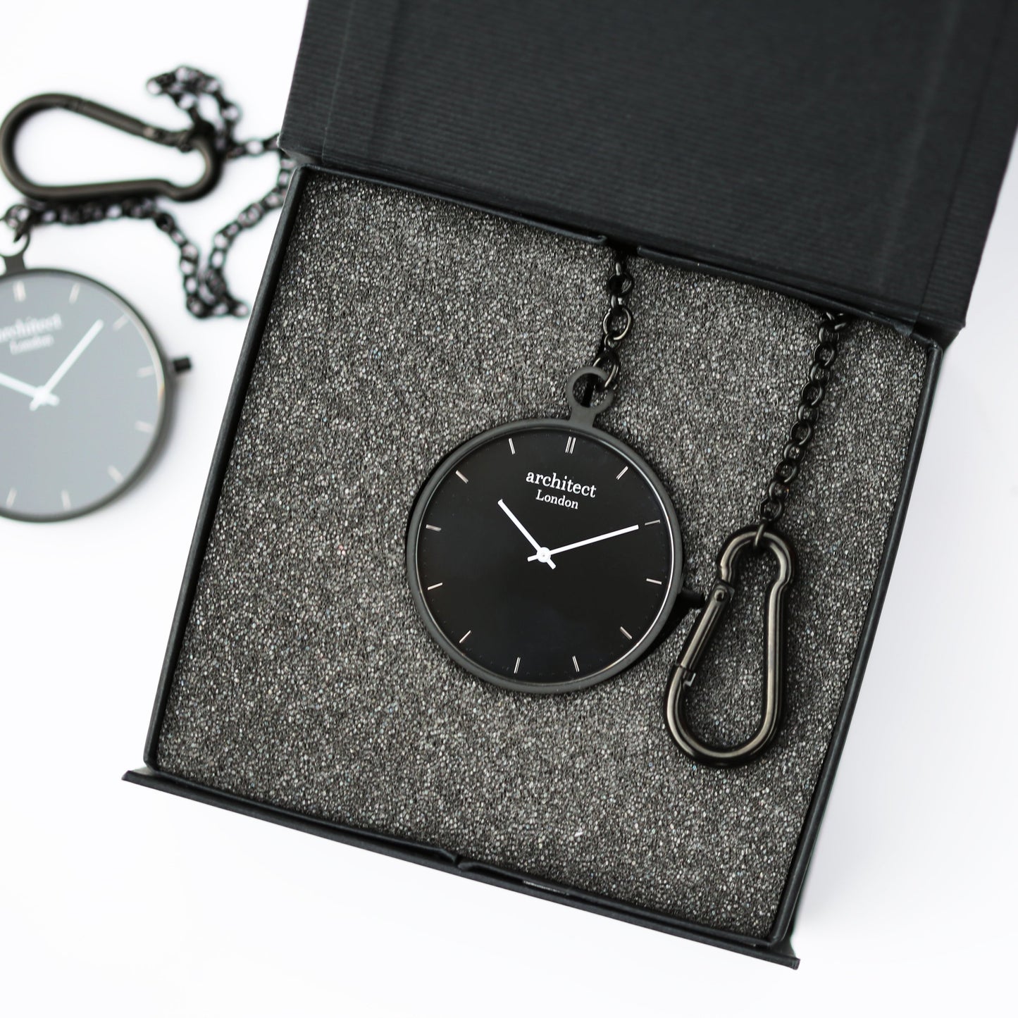 Modern Pocket Watch Black - Handwriting Engraving