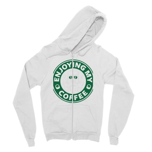 Enjoying Coffee Fine Jersey Zip Hoodie