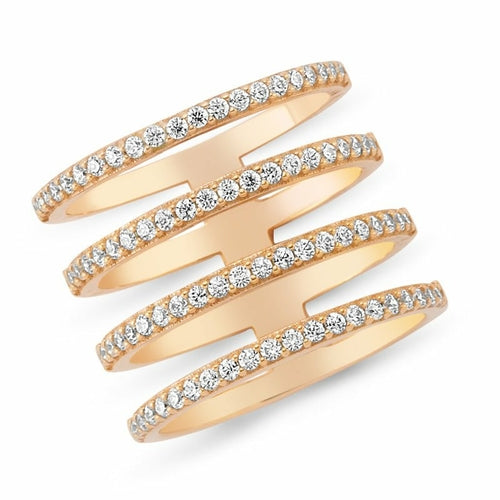 Dainty Four Multi Band Silver Stacked Ring