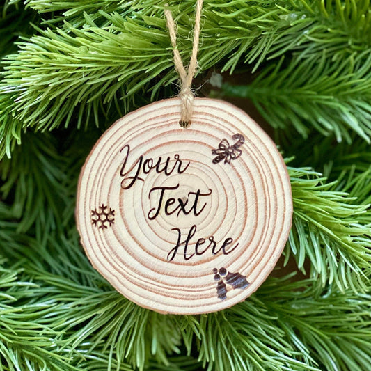 Custom Engraved Wood Christmas Ornament