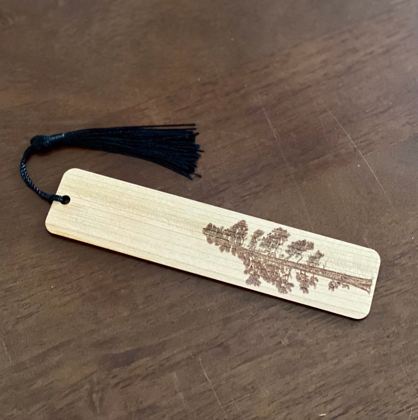 Pine Tree Engraved Wood Bookmark