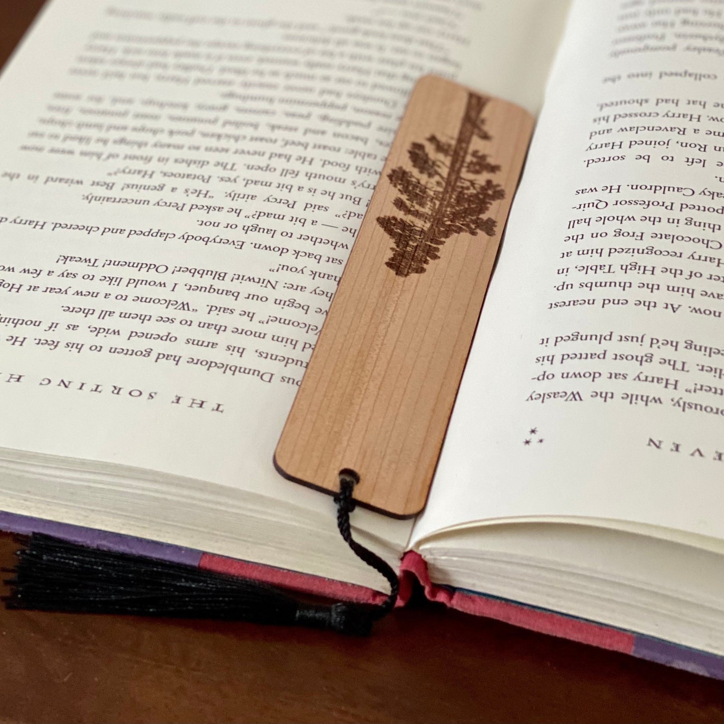 Pine Tree Engraved Wood Bookmark